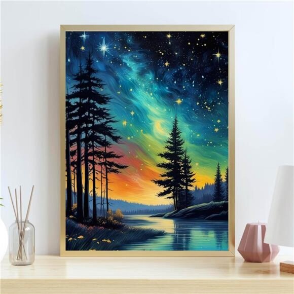 Tree Star Diamond Art Painting Kits for Adults，Full Drill Diamond Dots Paintings - Picture 2 of 7